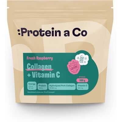 Protein a Co Kolagén + Vitamín C - Fresh malina 500 g Protein a Co Kolagén + Vitamín C - Fresh malina 500 g