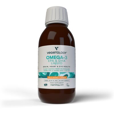 Vegetology Liquid Omega-3 EPA a DHA s vitamínom D - Pomaranč 150 ml Vegetology Liquid Omega-3 EPA a DHA s vitamínom D - Pomaranč 150 ml