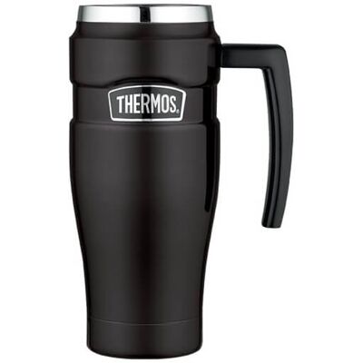 Thermos Style Vodotesný termohrnček s madlom - matne čierna 470 ml Thermos Style Vodotesný termohrnček s madlom - matne čierna 470 ml