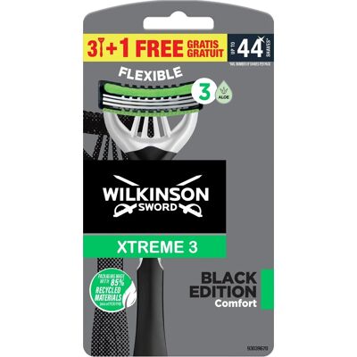 Wilkinson Sword Jednorazový holiaci strojček pre mužov Xtreme 3 Black Edition Comfort 3+1 ks Wilkinson Sword Jednorazový holiaci strojček pre mužov Xtreme 3 Black Edition Comfort 3+1 ks