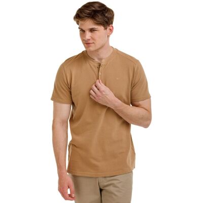 Bushman Pánske bavlnené henley tričko Gutu II, camel XXL Bushman Pánske bavlnené henley tričko Gutu II, camel XXL