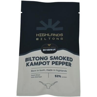 Bushman Biltong Smoked Kampot Pepper, sušené mäso, 50 g 50 Bushman Biltong Smoked Kampot Pepper, sušené mäso, 50 g 50