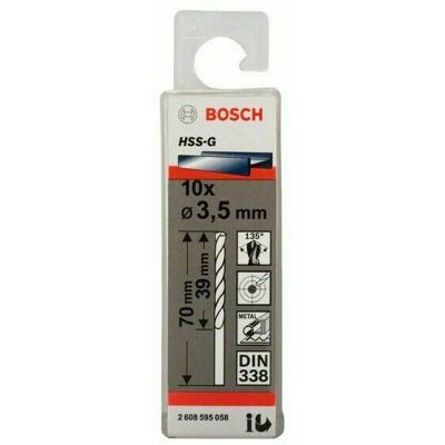 BOSCH Vrták do kovu HSS-G, 3,5x39x70mm 10ks 1bal/ob BOSCH Vrták do kovu HSS-G, 3,5x39x70mm 10ks 1bal/ob