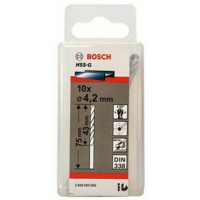 BOSCH Vrták do kovuHSS-G, 4,2x43x75mm 10ks 1bal/ob BOSCH Vrták do kovuHSS-G, 4,2x43x75mm 10ks 1bal/ob