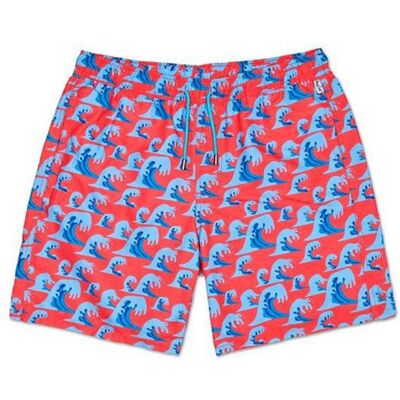 Happy Socks Wave Long Swim Shorts Pánske - Šortky Happy Socks - Červená - WVE123-2900-L - Size: L L male Happy Socks Wave Long Swim Shorts Pánske - Šortky Happy Socks - Červená - WVE123-2900-L - Size: L L male