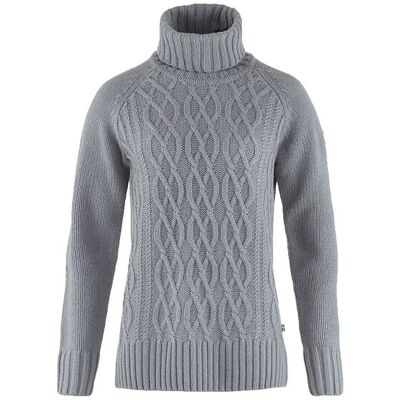 Fjällräven Övik Cable Knit Roller Neck W Grey Dámske - Mikiny a mikiny s kapucou Fjällräven - Sivá - F84793-055-L - Size: L L female Fjällräven Övik Cable Knit Roller Neck W Grey Dámske - Mikiny a mikiny s kapucou Fjällräven - Sivá - F84793-055-L - Size: L L female