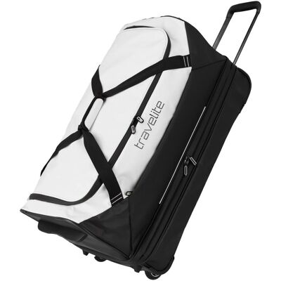 Cestovná taška na kolieskach Travelite Basics Wheeled Duffle exp. Black/white Cestovná taška na kolieskach Travelite Basics Wheeled Duffle exp. Black/white