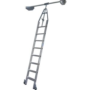 KRAUSE Regálový rebrík so stupňami, dvojitý regál s horným pojazdom pre koľajničkové zariadenie z kruhovej rúrky, 8 stupňov