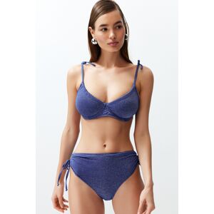 Trendyol Navy Blue Balconette Tie-Up Silvery High Waist Hipster Bikini Set Modrá 34 Trendyol Navy Blue Balconette Tie-Up Silvery High Waist Hipster Bikini Set Modrá 34