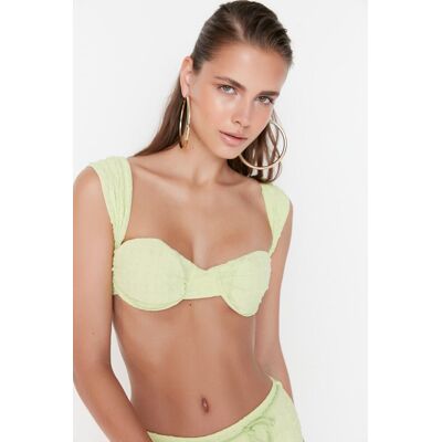 Trendyol Mint Textured Bikini Top Krémová 44 Trendyol Mint Textured Bikini Top Krémová 44