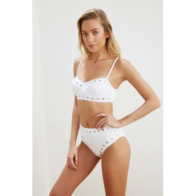 Trendyol Bikini Spodná Časť - Biela - Hladká Šedá 34 Trendyol Bikini Spodná Časť - Biela - Hladká Šedá 34