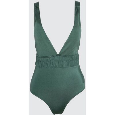 Trendyol Deep V-Neck Swimsuit Zelená 36 Trendyol Deep V-Neck Swimsuit Zelená 36