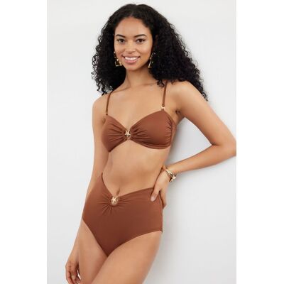 Trendyol Brown Strapless Premium Accessories Bikini Top Tmavočervená 34 Trendyol Brown Strapless Premium Accessories Bikini Top Tmavočervená 34