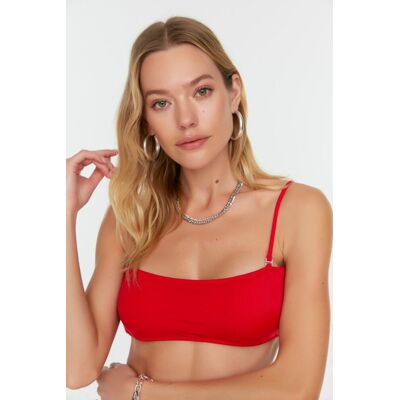 Trendyol Red Back Detail Bandeau Bikini Top Červená 34 Trendyol Red Back Detail Bandeau Bikini Top Červená 34