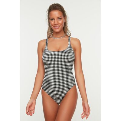 Dámske Plavky Trendyol Checkered Šedá 36 Dámske Plavky Trendyol Checkered Šedá 36