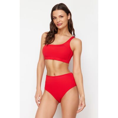 Trendyol Red One Shoulder High Waist Regular Bikini Set Červená 36 Trendyol Red One Shoulder High Waist Regular Bikini Set Červená 36