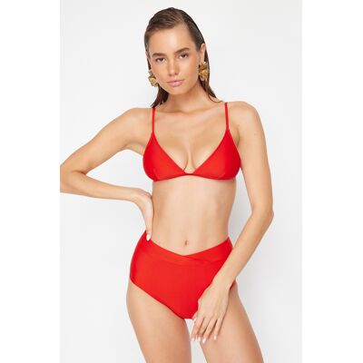 Trendyol Red V-Cut High Waist Hipster Bikini Bottom Červená 44 Trendyol Red V-Cut High Waist Hipster Bikini Bottom Červená 44