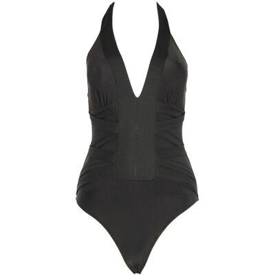 Trendyol Black Neck-Bound Textured Swimsuit Šedá 34 Trendyol Black Neck-Bound Textured Swimsuit Šedá 34