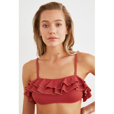 Bikiny Vrchný Diel Trendyol Frill Detailed Tmavočervená 42 Bikiny Vrchný Diel Trendyol Frill Detailed Tmavočervená 42