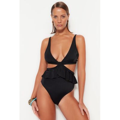 Trendyol Black V-Neck Alternatíva Nosí Bežné Plavky Na Nohy Čierna 34 Trendyol Black V-Neck Alternatíva Nosí Bežné Plavky Na Nohy Čierna 34