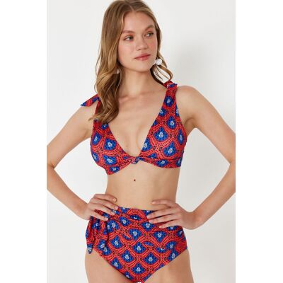 Trendyol Geometric Patterned Bralette Knotted Bikini Top Type 3 Trendyol Geometric Patterned Bralette Knotted Bikini Top Type 3