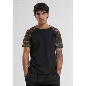 Urban Classics Raglan Tričko S Kontrastnými Čiernymi/woodcamo Rukávmi Čierna S Urban Classics Raglan Tričko S Kontrastnými Čiernymi/woodcamo Rukávmi Čierna S