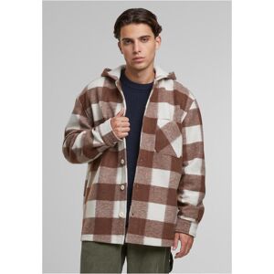 Urban Classics Big Check Hooded Shirt Jacket White Sand/brown Hnedá L Urban Classics Big Check Hooded Shirt Jacket White Sand/brown Hnedá L