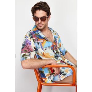 Trendyol Multicolor More Sustainable Oversize Fit 100% Viscose Printed Short Sleeve Casual Shirt Xs Trendyol Multicolor More Sustainable Oversize Fit 100% Viscose Printed Short Sleeve Casual Shirt Xs