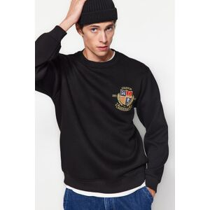 Trendyol Indigo Regular/regular Fit Crest Vyšívaná Vnútorná Fleece Bavlnená Mikina Čierna S Trendyol Indigo Regular/regular Fit Crest Vyšívaná Vnútorná Fleece Bavlnená Mikina Čierna S