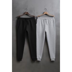 Trendyol Sivé-Čierne Bežné/normalne Strihané Elastické Jogger Tepláky V Balení Po 2 Kusoch Šedá S Trendyol Sivé-Čierne Bežné/normalne Strihané Elastické Jogger Tepláky V Balení Po 2 Kusoch Šedá S