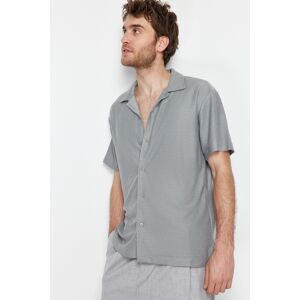 Trendyol Gray Relaxed Fit Open Collar Shirt Šedá L Trendyol Gray Relaxed Fit Open Collar Shirt Šedá L