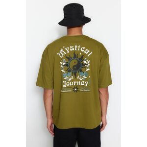 Trendyol Oil Green Pánske Oversized/wide Cut Crew Tričko S Krátkym Rukávom S Potlačou Kaki Xs Trendyol Oil Green Pánske Oversized/wide Cut Crew Tričko S Krátkym Rukávom S Potlačou Kaki Xs