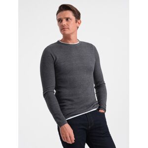 Ombre Men'S Cotton Sweater With Round Neckline - Graphite Melange Šedá Xl Ombre Men'S Cotton Sweater With Round Neckline - Graphite Melange Šedá Xl