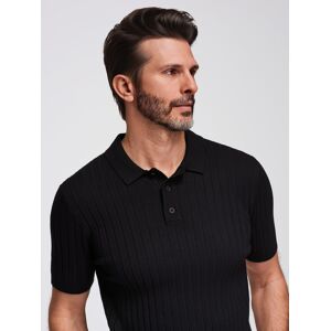 Ombre Men'S Slim Fit Viscose Vertical Striped Polo Shirt - Black Čierna Xxl Ombre Men'S Slim Fit Viscose Vertical Striped Polo Shirt - Black Čierna Xxl