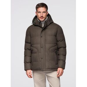 Ombre Men'S Lightweight Jacket With Hood And Mesh Lining - Olive Hnedá Xl Ombre Men'S Lightweight Jacket With Hood And Mesh Lining - Olive Hnedá Xl