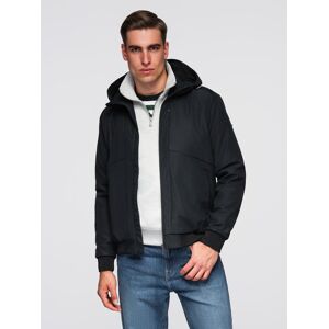 Ombre Men'S Lightweight Jacket With Mesh Lining And Hood Čierna Xxl Ombre Men'S Lightweight Jacket With Mesh Lining And Hood Čierna Xxl