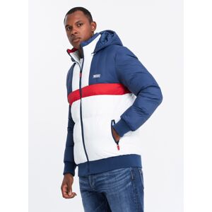 Ombre Men'S Colorful Retro Sports Jacket - Blue And White Modrá M Ombre Men'S Colorful Retro Sports Jacket - Blue And White Modrá M