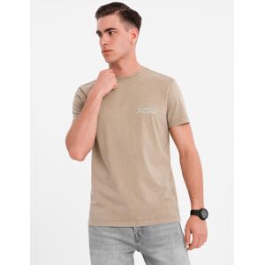 Ombre Cotton T-Shirt With Print On Chest And Back - Dark Beige Kaki Xxl Ombre Cotton T-Shirt With Print On Chest And Back - Dark Beige Kaki Xxl