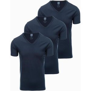 Ombre Basic Men'S V-Neck Cotton Shirt Set - 3x Navy Blue Modrá Xl Ombre Basic Men'S V-Neck Cotton Shirt Set - 3x Navy Blue Modrá Xl