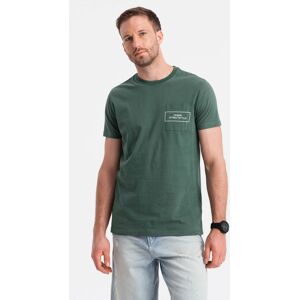 Ombre Streetstyle Men'S Cotton T-Shirt With Pocket Print - Dark Green Kaki S Ombre Streetstyle Men'S Cotton T-Shirt With Pocket Print - Dark Green Kaki S