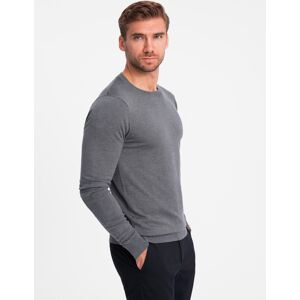 Ombre Classic Basic Men'S Viscose Sweater With Round Neckline - Grey Melange Šedá L Ombre Classic Basic Men'S Viscose Sweater With Round Neckline - Grey Melange Šedá L