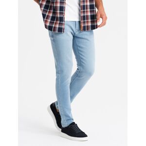 Ombre Men'S Tailored Denim Slim Fit Pants With Elastane - Blue Svetlomodrá L Ombre Men'S Tailored Denim Slim Fit Pants With Elastane - Blue Svetlomodrá L