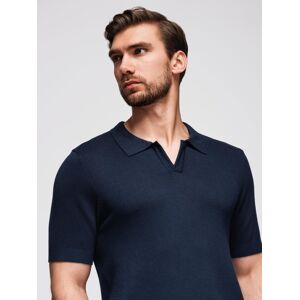 Ombre Men'S Buttonless Polo Shirt With Classic Weave - Navy Blue Modrá L Ombre Men'S Buttonless Polo Shirt With Classic Weave - Navy Blue Modrá L
