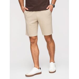 Ombre Pánske Štruktúrované Šortky Regular Fit - Béžové Krémová S Ombre Pánske Štruktúrované Šortky Regular Fit - Béžové Krémová S