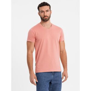 Ombre Basic Men'S Classic Cotton Tee-Shirt With A V-Neck - Pink Ružová Xl Ombre Basic Men'S Classic Cotton Tee-Shirt With A V-Neck - Pink Ružová Xl