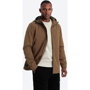 Ombre Men'S Lightweight Storm Jacket With Hood - Brown Hnedá Xl Ombre Men'S Lightweight Storm Jacket With Hood - Brown Hnedá Xl
