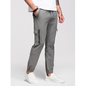 Ombre Men'S Jogger Pants With Cargo Pockets And Print - Gray Šedá L Ombre Men'S Jogger Pants With Cargo Pockets And Print - Gray Šedá L