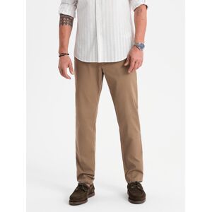Ombre Men'S Regular Fit Chino Pants With Fine Texture - Dark Beige Biela M Ombre Men'S Regular Fit Chino Pants With Fine Texture - Dark Beige Biela M