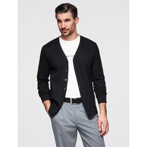Ombre Monochrome Knitted Men'S Viscose Cardigan - Black Čierna Xxl Ombre Monochrome Knitted Men'S Viscose Cardigan - Black Čierna Xxl