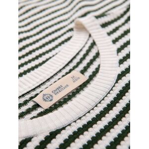 Ombre Men'S Knitted T-Shirt With Navy Stripes And Openwork Weave - Olive And White Biela M Ombre Men'S Knitted T-Shirt With Navy Stripes And Openwork Weave - Olive And White Biela M